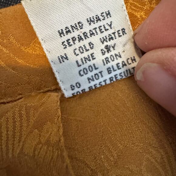 Vintage STUNT Collections 100% Silk Jacquard Blouse | Burnt Orange Gold Size M - Picture 5 of 9